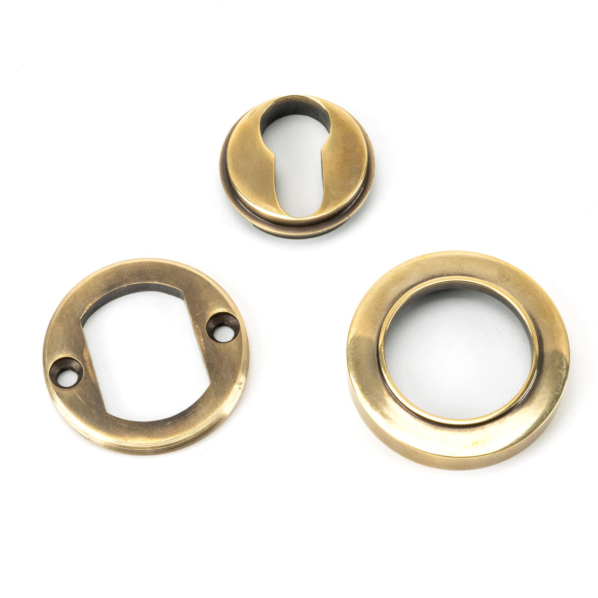 From The Anvil - Aged Brass Round Euro Escutcheon (Plain) | Sku. 45707 | Trade Door Handles.