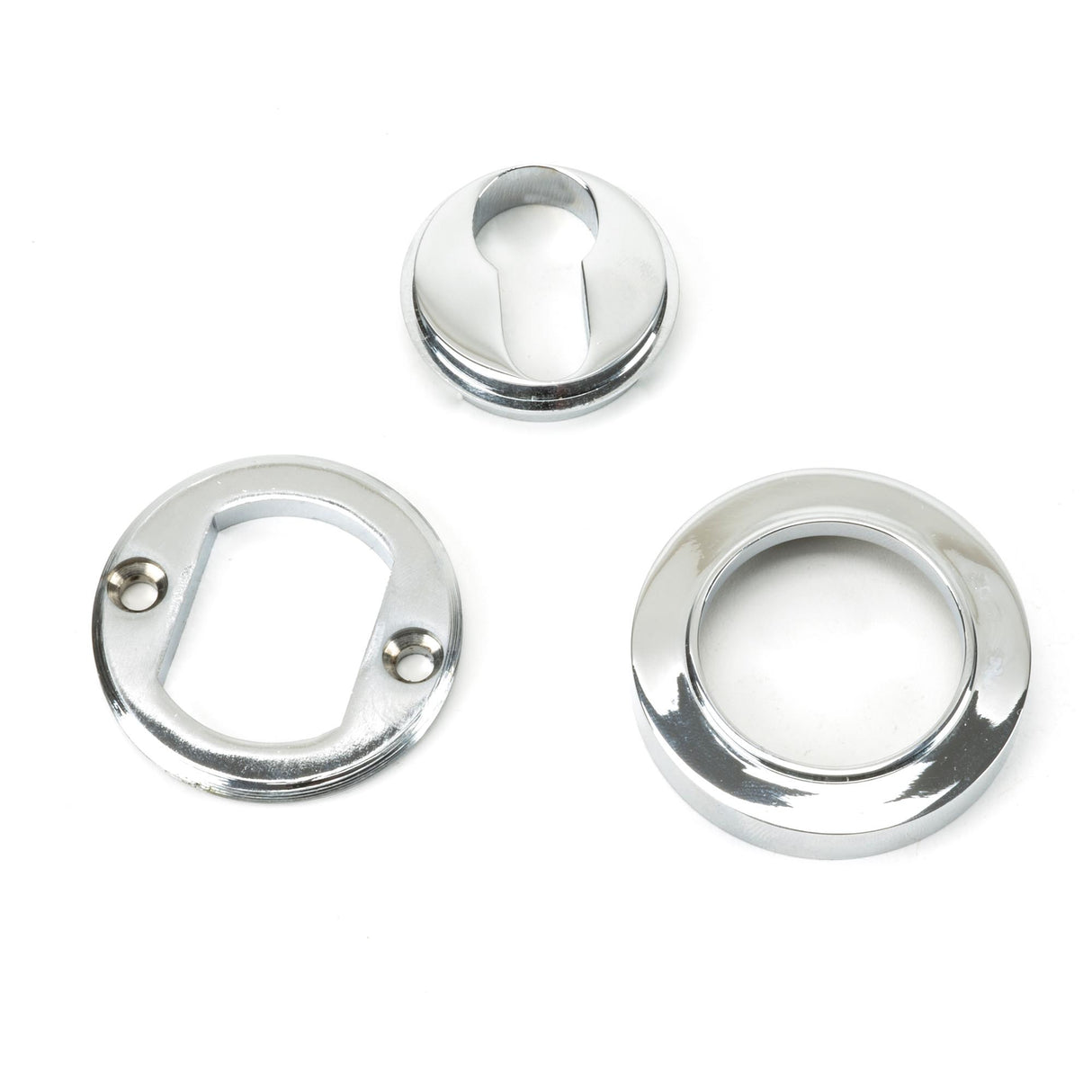 From The Anvil - Polished Chrome Round Euro Escutcheon (Plain) | Sku. 45711 | Trade Door Handles.