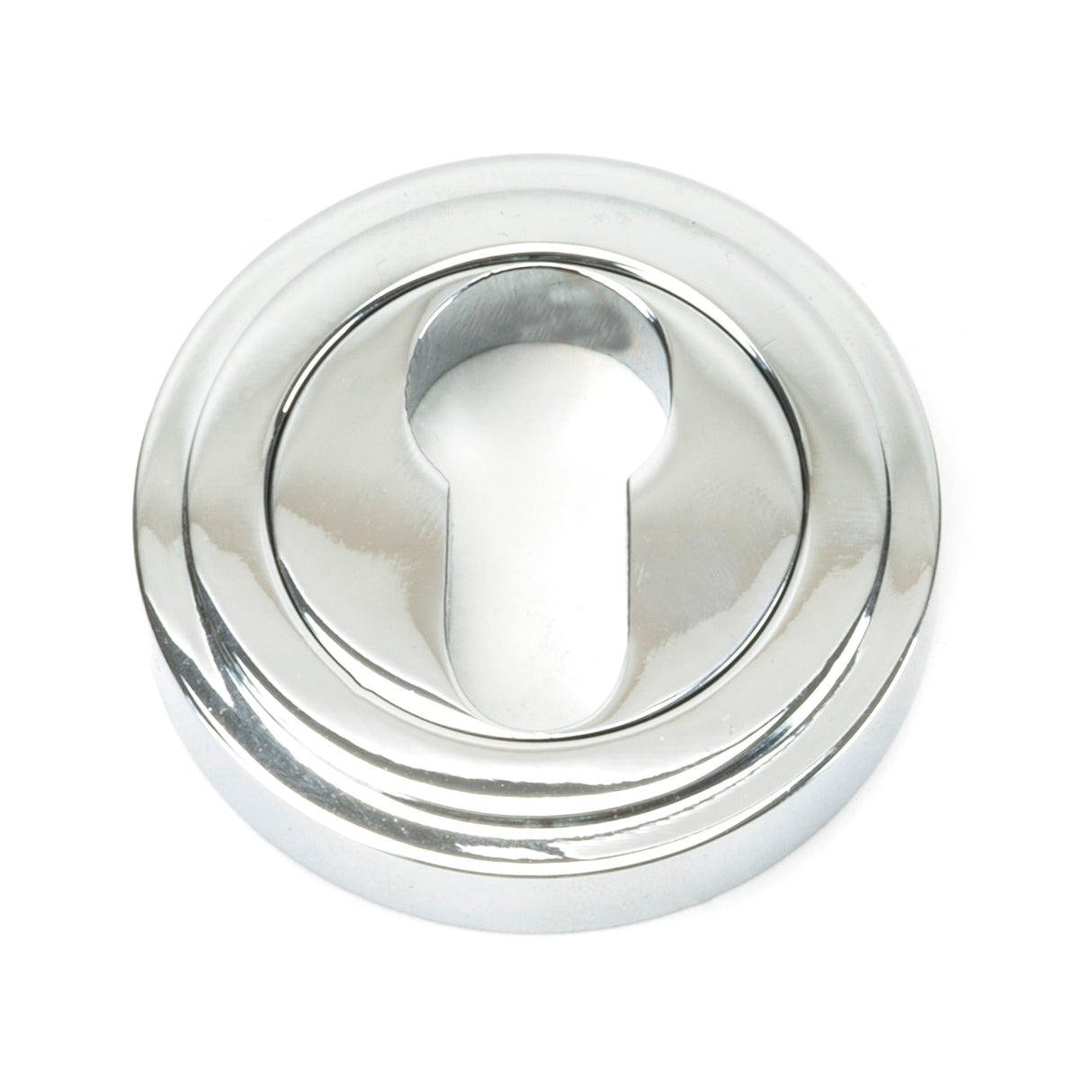 From The Anvil - Polished Chrome Round Euro Escutcheon (Art Deco) | Sku. 45712 | Trade Door Handles.
