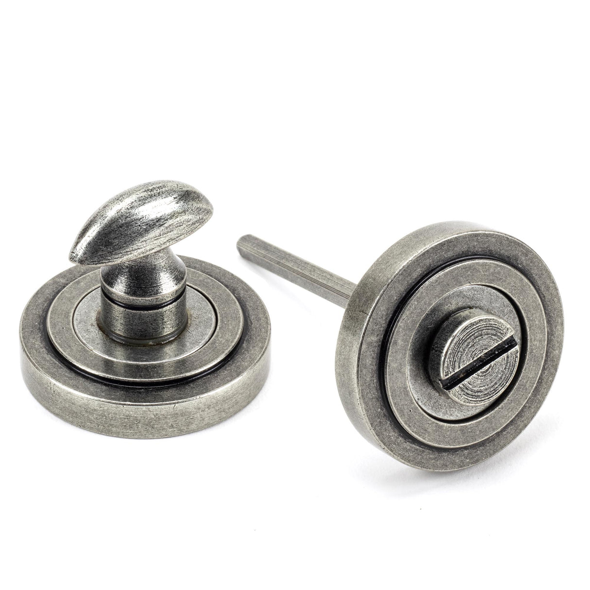 From The Anvil - Pewter Round Thumbturn Set (Art Deco) | Sku. 45752 | Trade Door Handles.