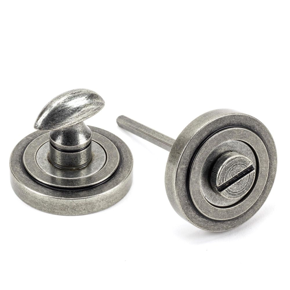 From The Anvil - Pewter Round Thumbturn Set (Art Deco) | Sku. 45752 | Trade Door Handles.
