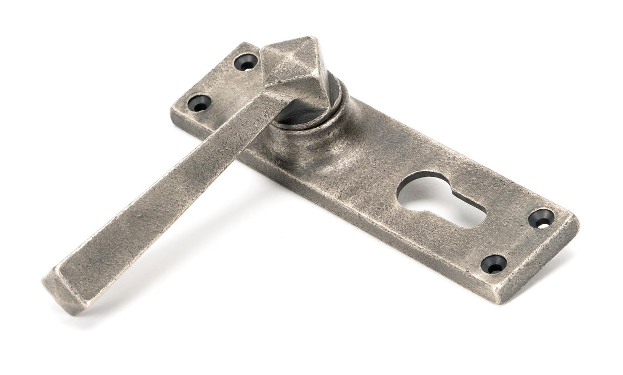 From The Anvil - Antique Pewter Straight Lever Euro Lock Set | Sku. 45760 | Trade Door Handles.