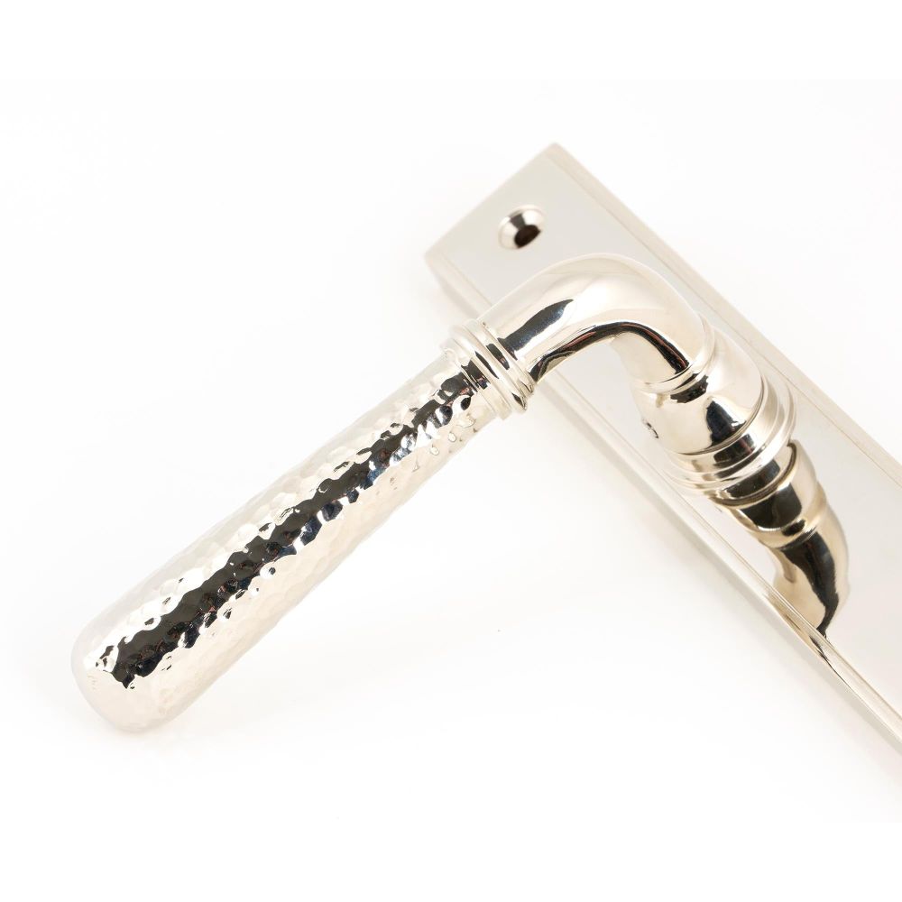 From The Anvil - Polished Nickel Hammered Newbury Slimline Espag. Lock Set | Sku. 45771 | Trade Door Handles.