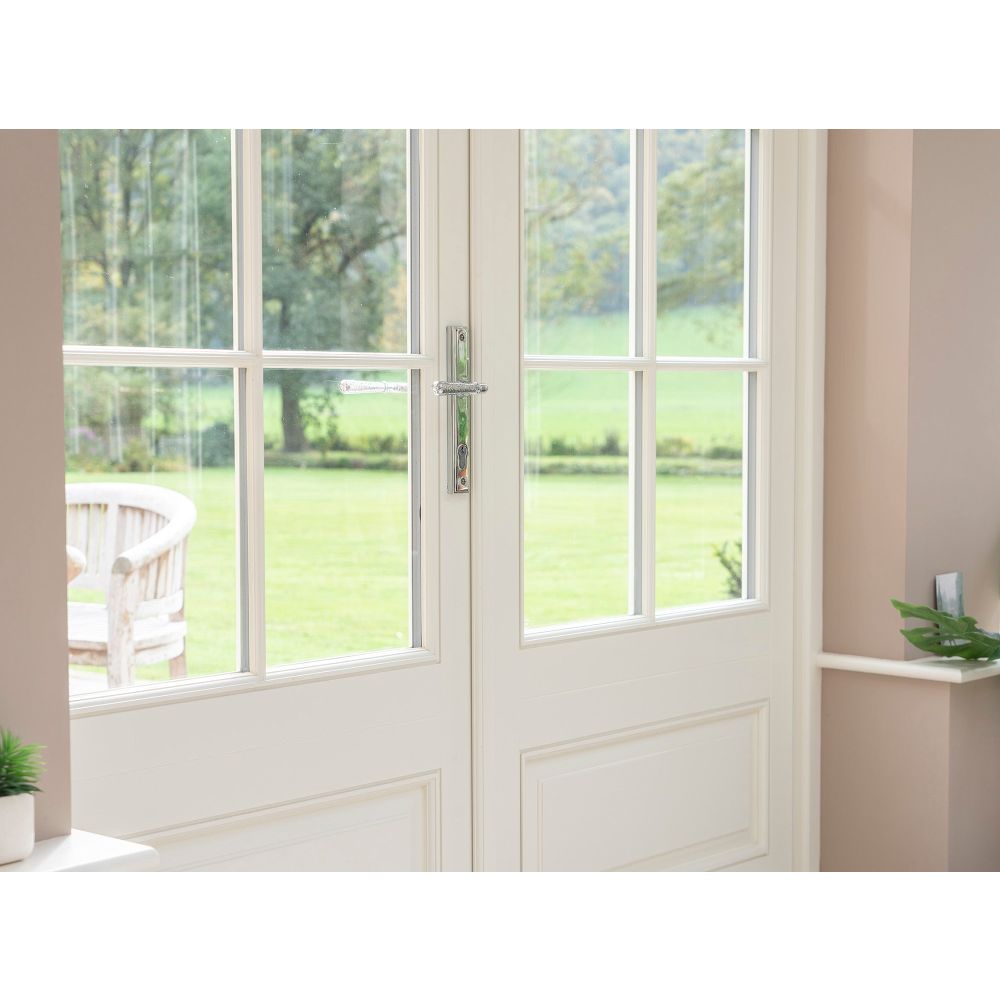 From The Anvil - Polished Chrome Hammered Newbury Slimline Espag. Lock Set | Sku. 45772 | Trade Door Handles.