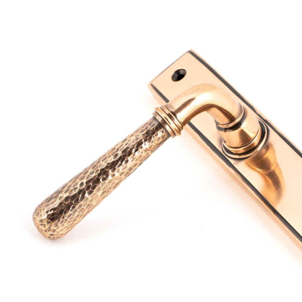 From The Anvil - Polished Bronze Hammered Newbury Slimline Espag. Lock Set | Sku. 45774 | Trade Door Handles.