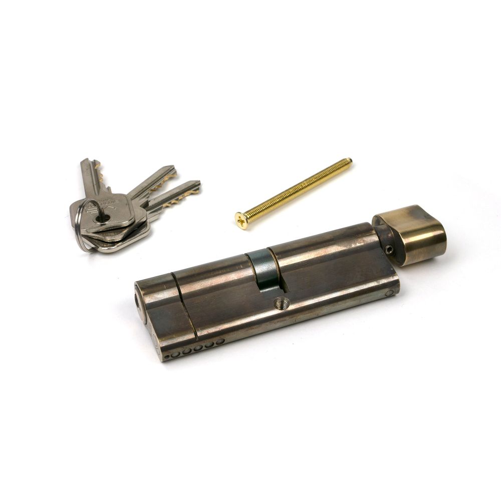 From The Anvil - Aged Brass 45/45 5pin Euro Cylinder/Thumbturn | Sku. 45863 | Trade Door Handles.