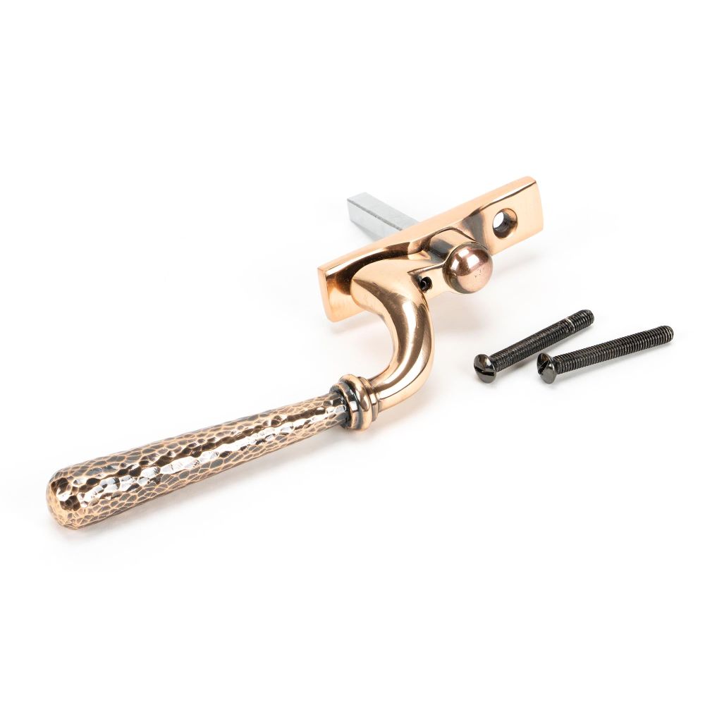 From The Anvil - Polished Bronze Hammered Newbury Espag - RH | Sku. 45923 | Trade Door Handles.