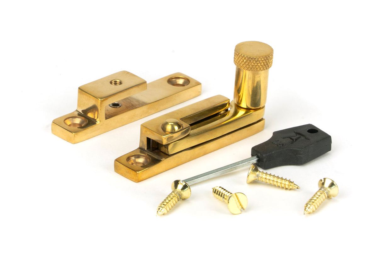 From The Anvil - Polished Brass Brompton Quadrant Fastener - Narrow | Sku. 45982 | Trade Door Handles.