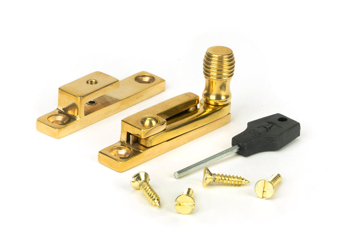 From The Anvil - Polished Brass Beehive Quadrant Fastener - Narrow | Sku. 45992 | Trade Door Handles.