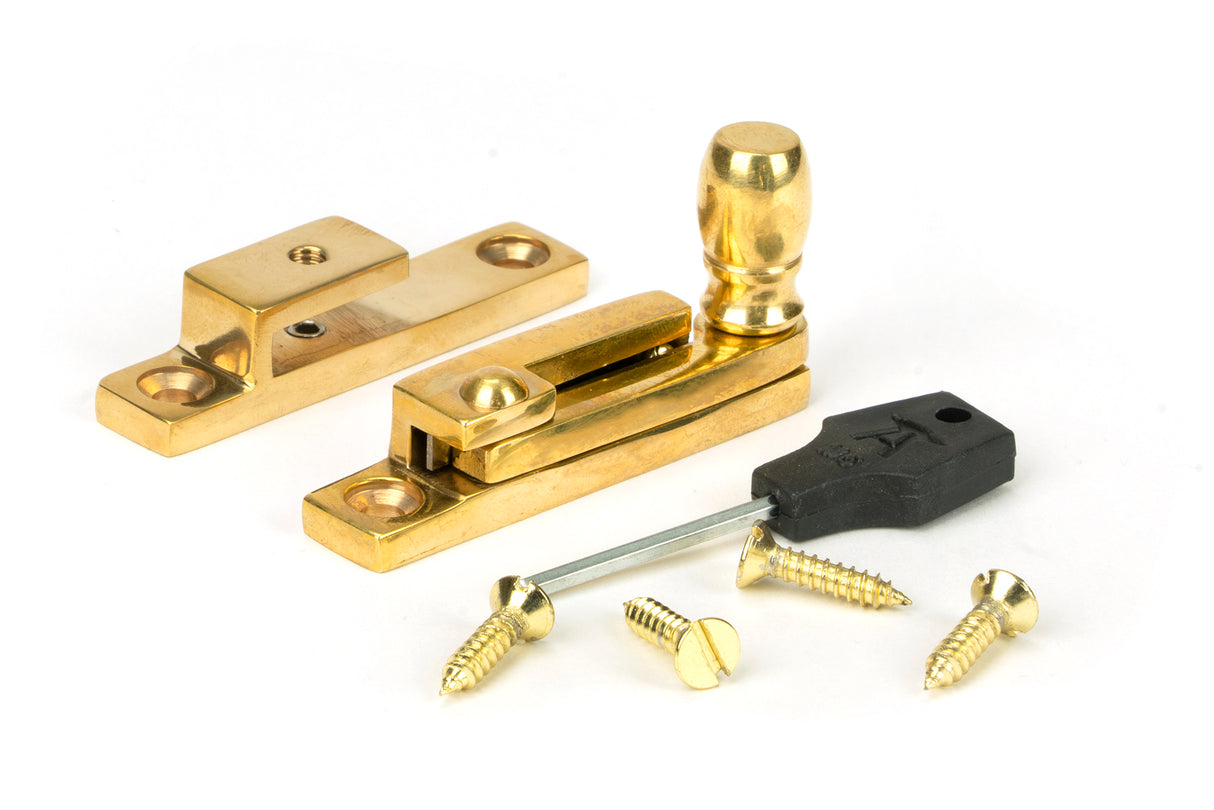 From The Anvil - Polished Brass Mushroom Quadrant Fastener - Narrow | Sku. 45997 | Trade Door Handles.