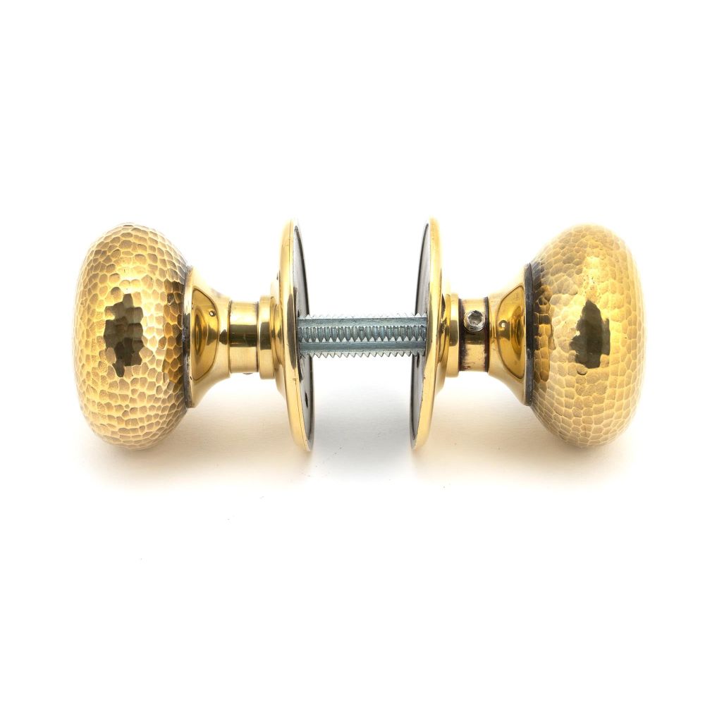 From The Anvil - Aged Brass Hammered Mushroom Mortice/Rim Knob Set | Sku. 46031 | Trade Door Handles.