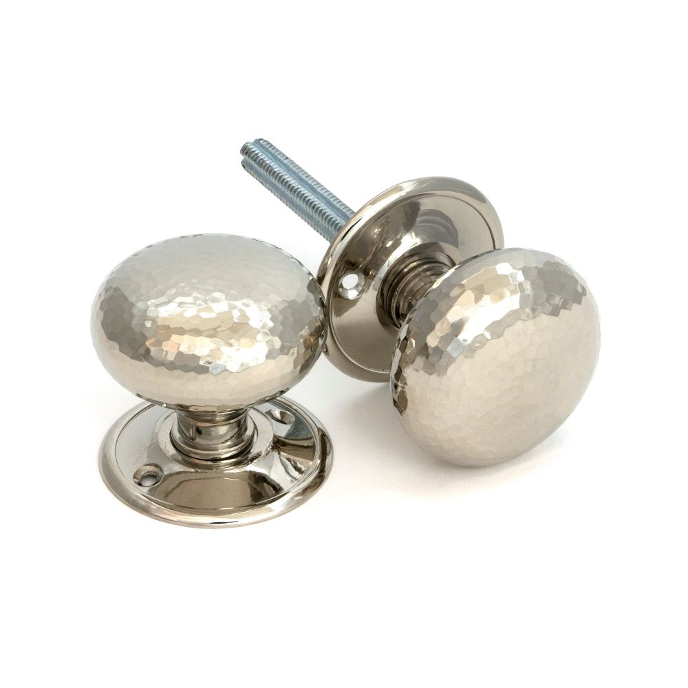 From The Anvil - Polished Nickel Hammered Mushroom Mortice/Rim Knob Set | Sku. 46032 | Trade Door Handles.