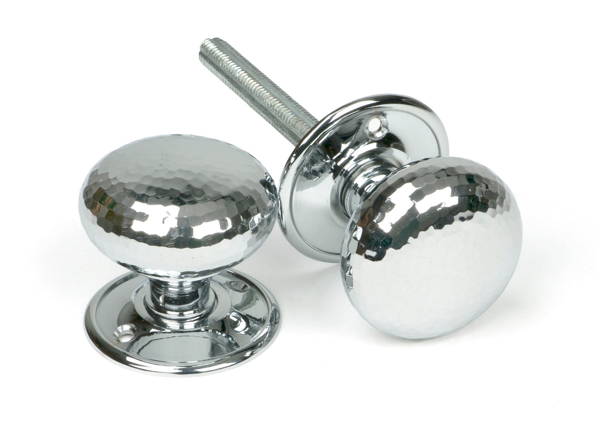 From The Anvil - Polished Chrome Hammered Mushroom Mortice/Rim Knob Set | Sku. 46033 | Trade Door Handles.