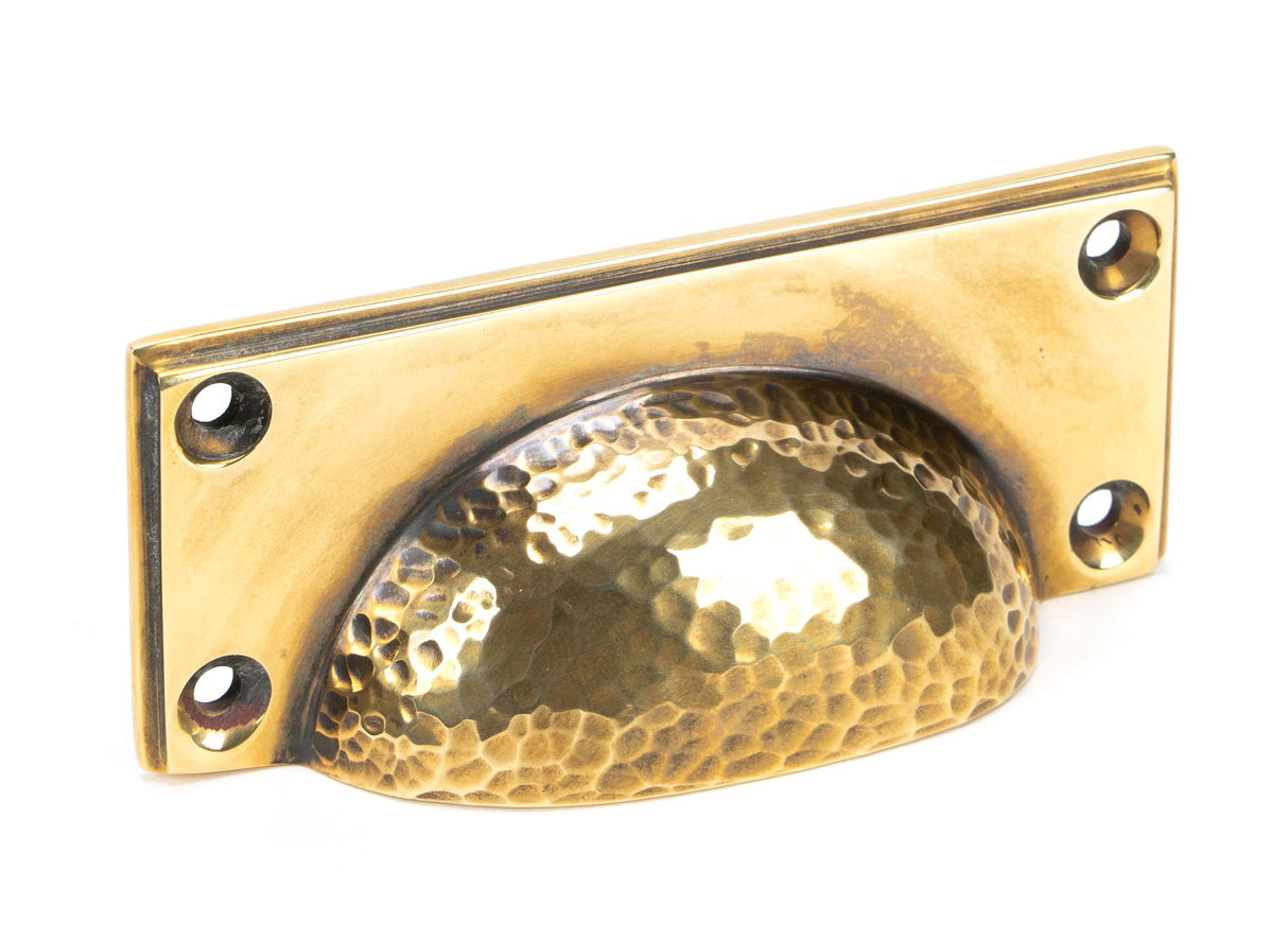 From The Anvil - Aged Brass Hammered Art Deco Drawer Pull | Sku. 46036 | Trade Door Handles.