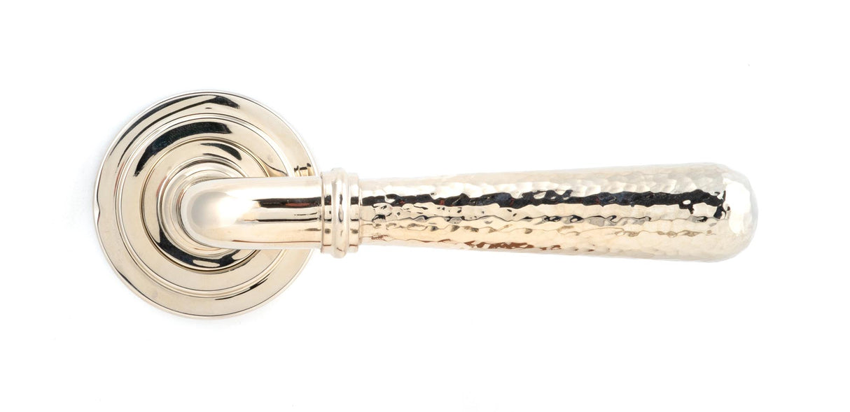 From The Anvil - Polished Nickel Hammered Newbury Lever on Rose Set (Art Deco) | Sku. 46078 | Trade Door Handles.