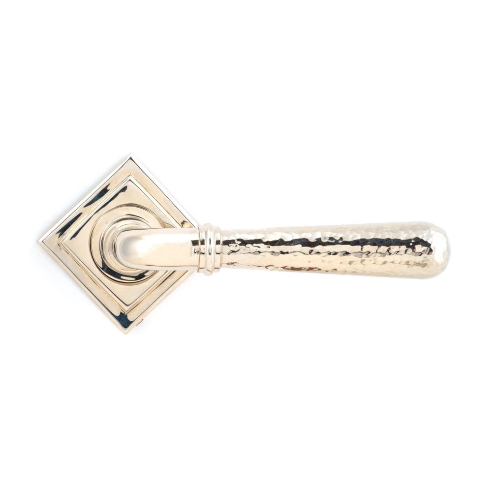 From The Anvil - Polished Nickel Hammered Newbury Lever on Rose Set (Square) | Sku. 46080 | Trade Door Handles.