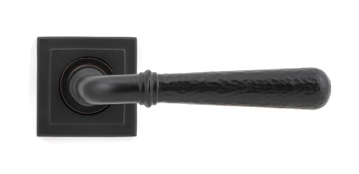 From The Anvil - Aged Bronze Hammered Newbury Lever on Rose Set (Square) | Sku. 46084 | Trade Door Handles.
