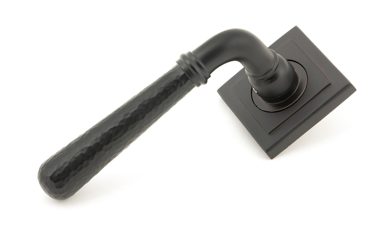 From The Anvil - Aged Bronze Hammered Newbury Lever on Rose Set (Square) | Sku. 46084 | Trade Door Handles.