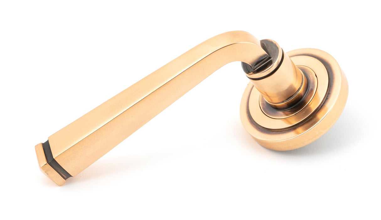From The Anvil - Polished Bronze Avon Round Lever on Rose Set (Art Deco) | Sku. 46094 | Trade Door Handles.