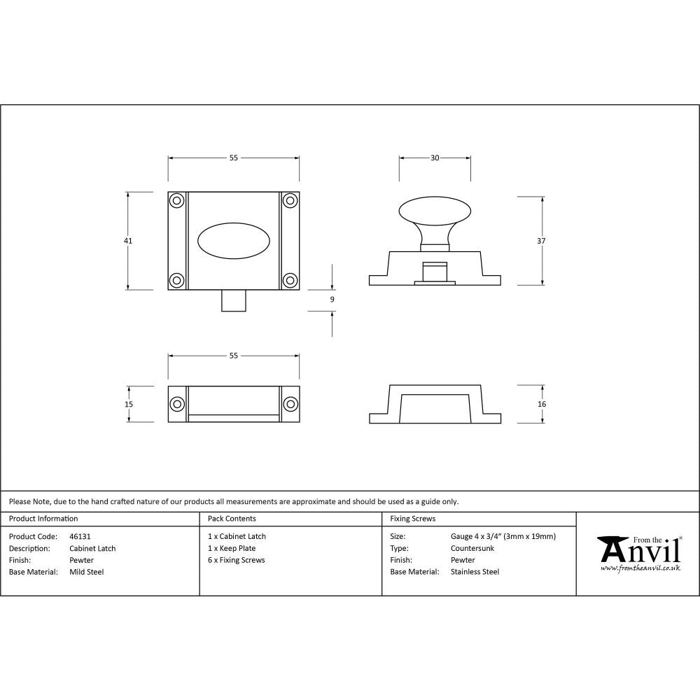 From The Anvil - Pewter Cabinet Latch | Sku. 46131 | Trade Door Handles.