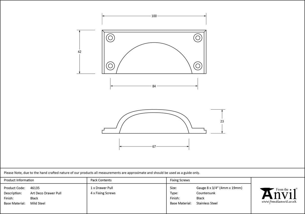 From The Anvil - Black Art Deco Drawer Pull | Sku. 46135 | Trade Door Handles.
