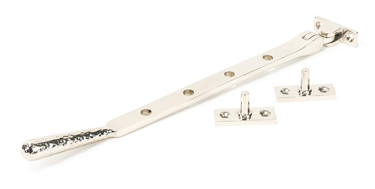 From The Anvil - Polished Nickel 10" Hammered Newbury Stay | Sku. 46151 | Trade Door Handles.