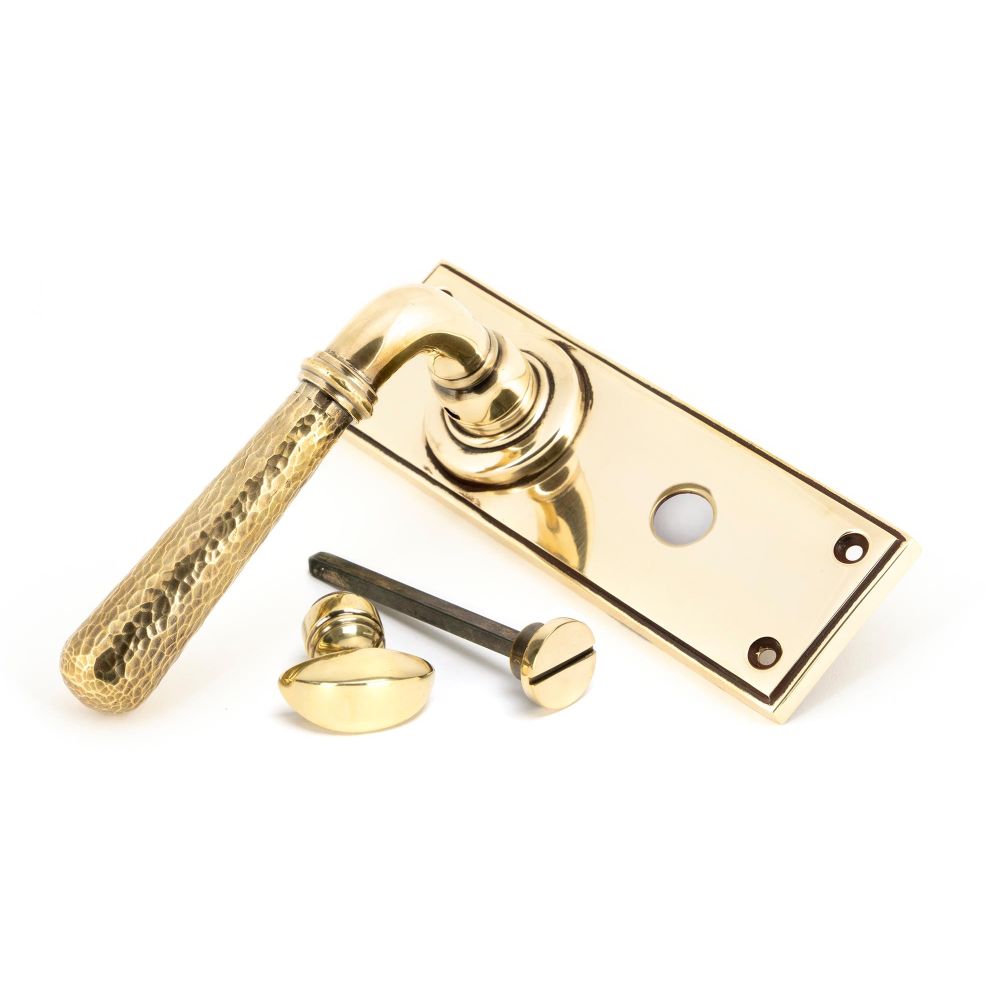 From The Anvil - Aged Brass Hammered Newbury Lever Bathroom Set | Sku. 46211 | Trade Door Handles.