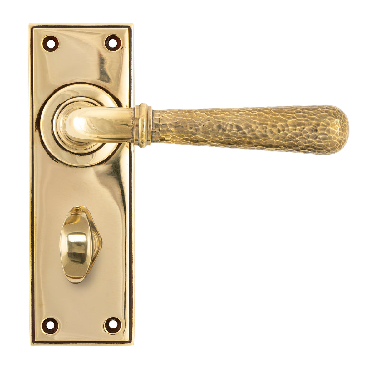From The Anvil - Aged Brass Hammered Newbury Lever Bathroom Set | Sku. 46211 | Trade Door Handles.
