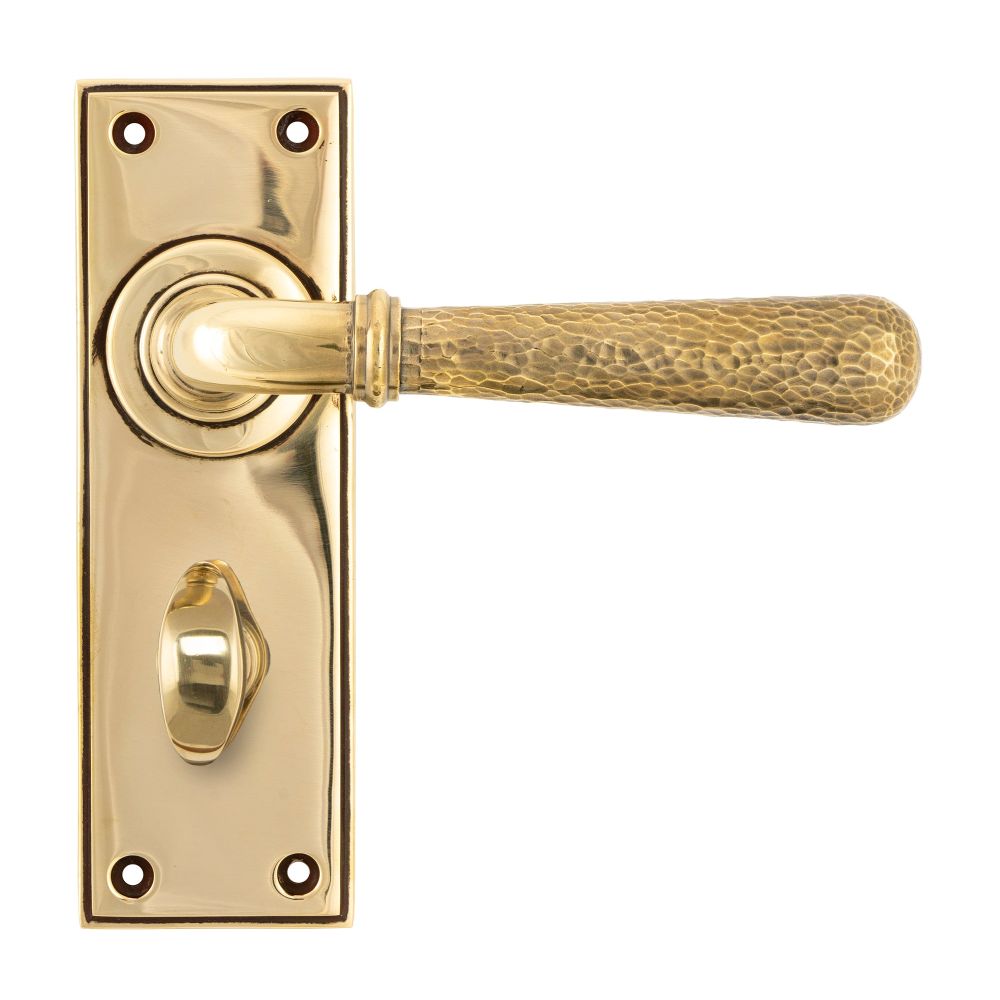 From The Anvil - Aged Brass Hammered Newbury Lever Bathroom Set | Sku. 46211 | Trade Door Handles.