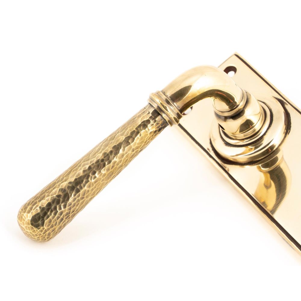 From The Anvil - Aged Brass Hammered Newbury Lever Euro Lock Set | Sku. 46212 | Trade Door Handles.