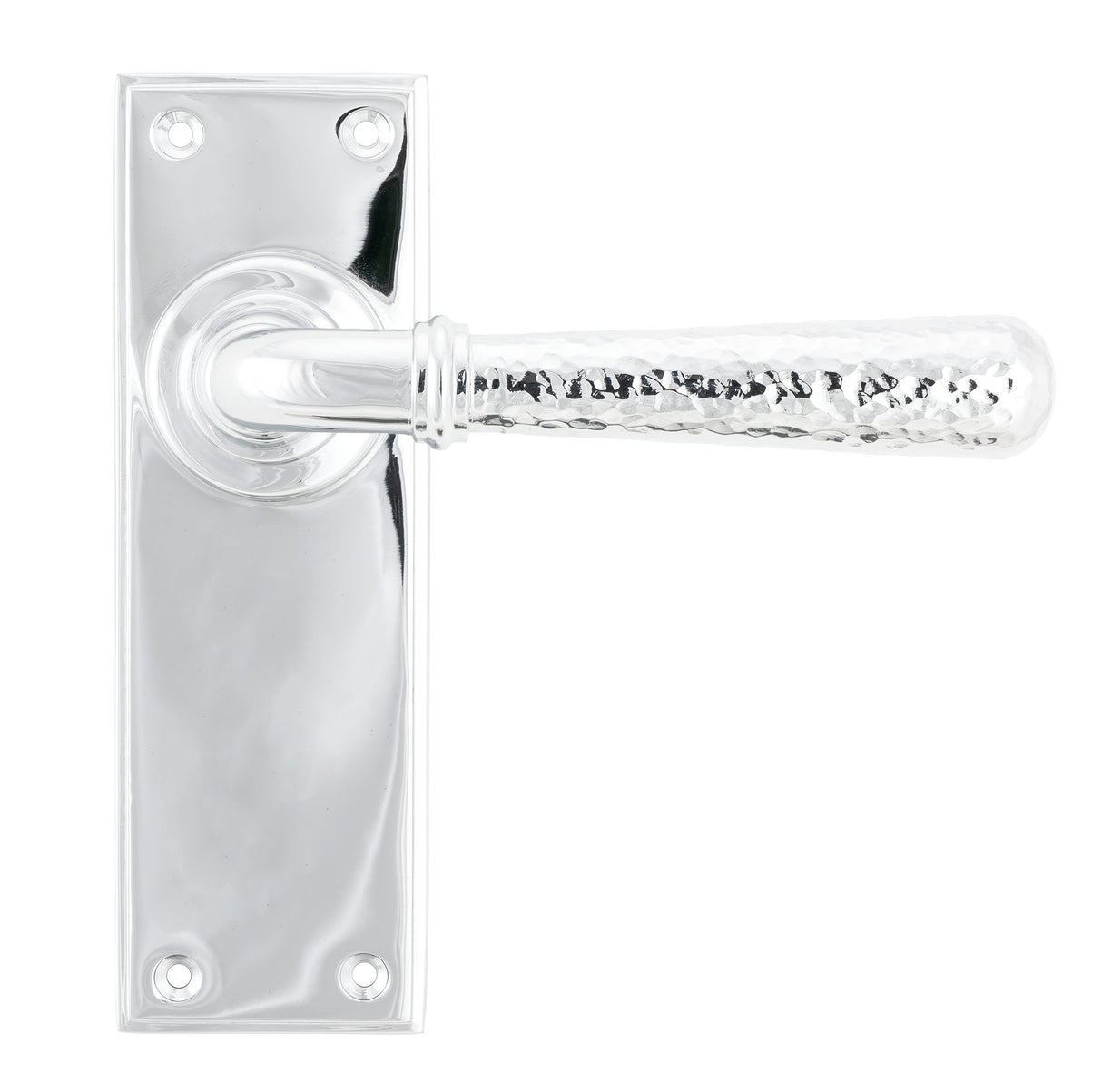 From The Anvil - Polished Chrome Hammered Newbury Lever Latch Set | Sku. 46214 | Trade Door Handles.