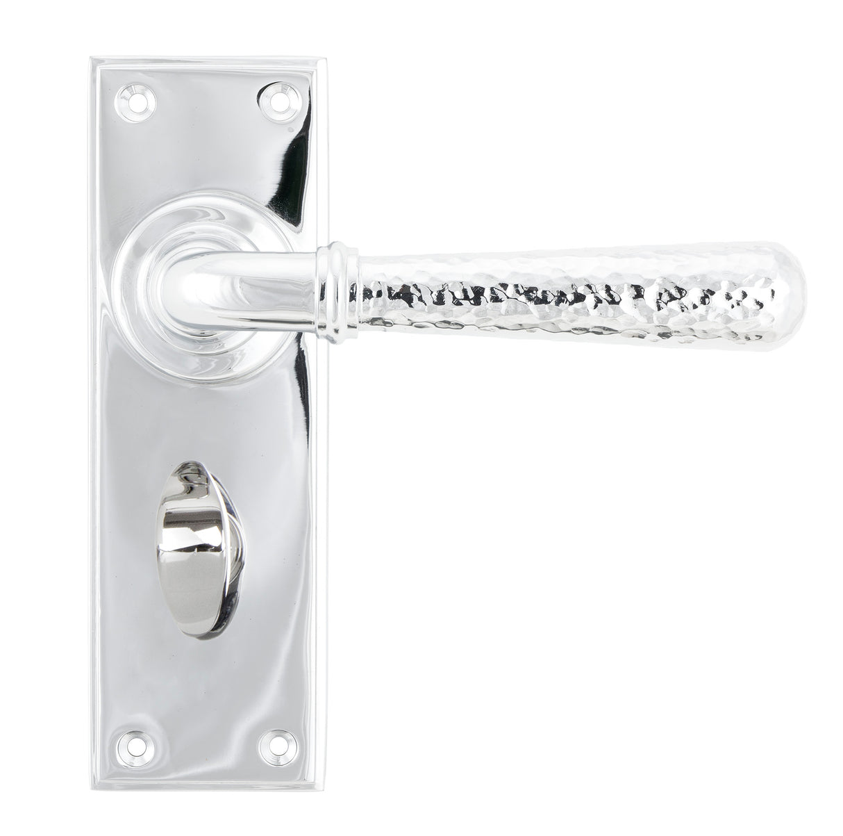 From The Anvil - Polished Chrome Hammered Newbury Lever Bathroom Set | Sku. 46215 | Trade Door Handles.