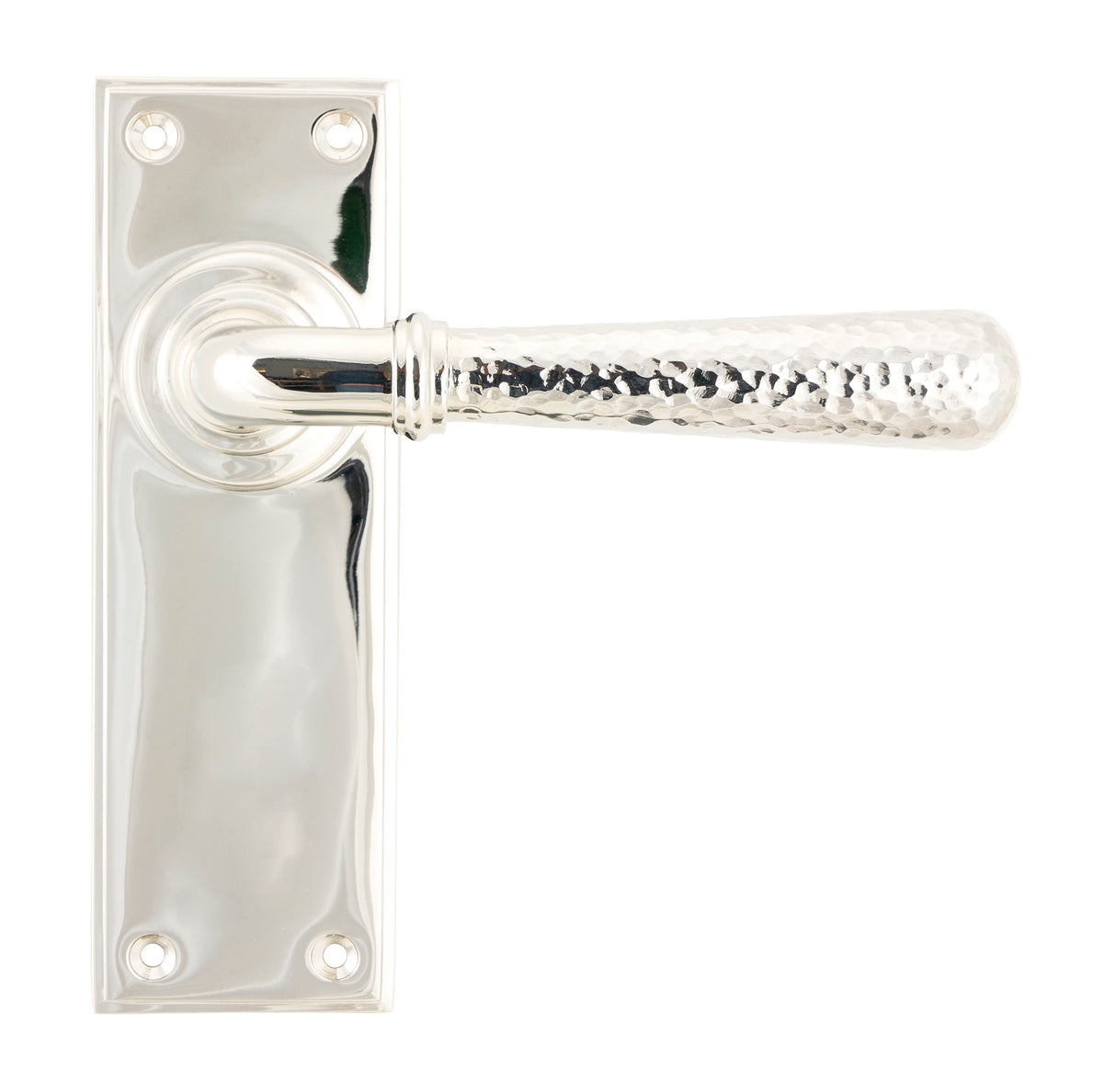 From The Anvil - Polished Nickel Hammered Newbury Lever Latch Set | Sku. 46218 | Trade Door Handles.