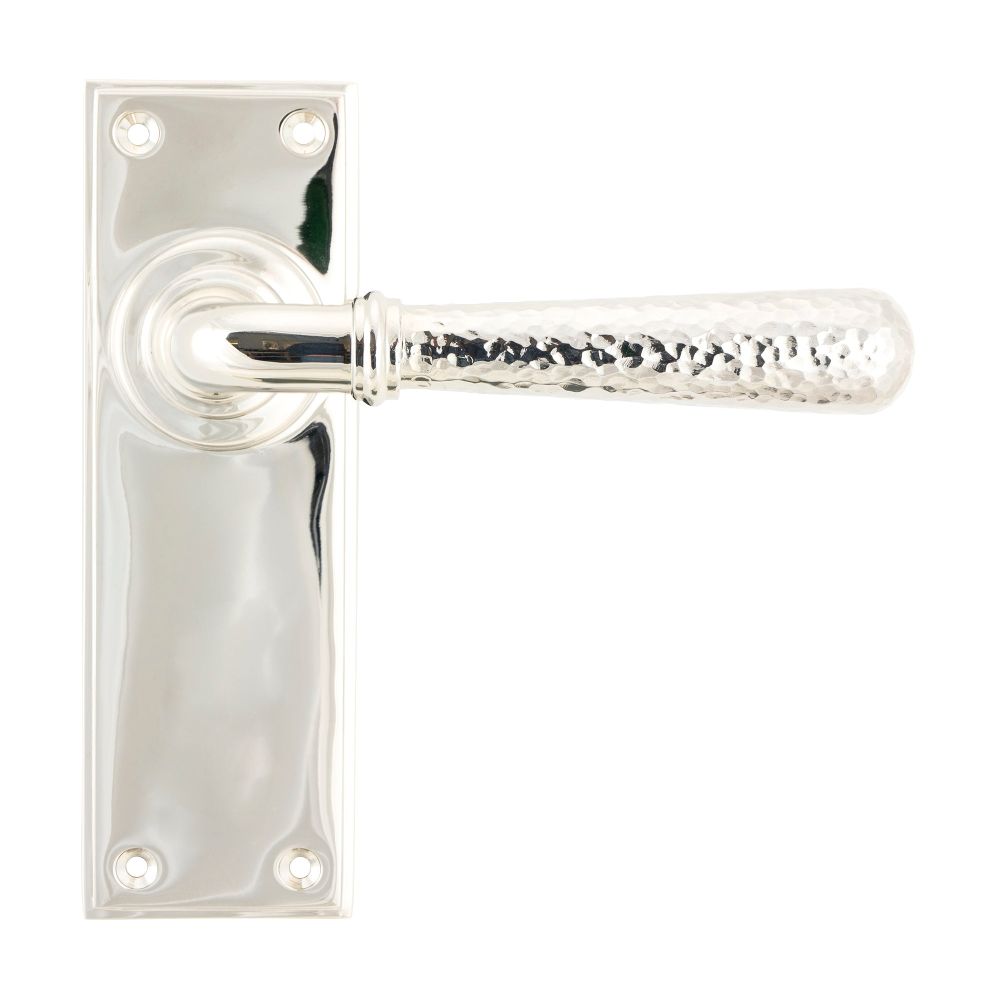 From The Anvil - Polished Nickel Hammered Newbury Lever Latch Set | Sku. 46218 | Trade Door Handles.