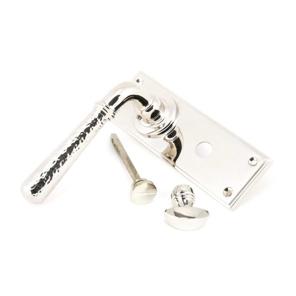 From The Anvil - Polished Nickel Hammered Newbury Lever Bathroom Set | Sku. 46219 | Trade Door Handles.