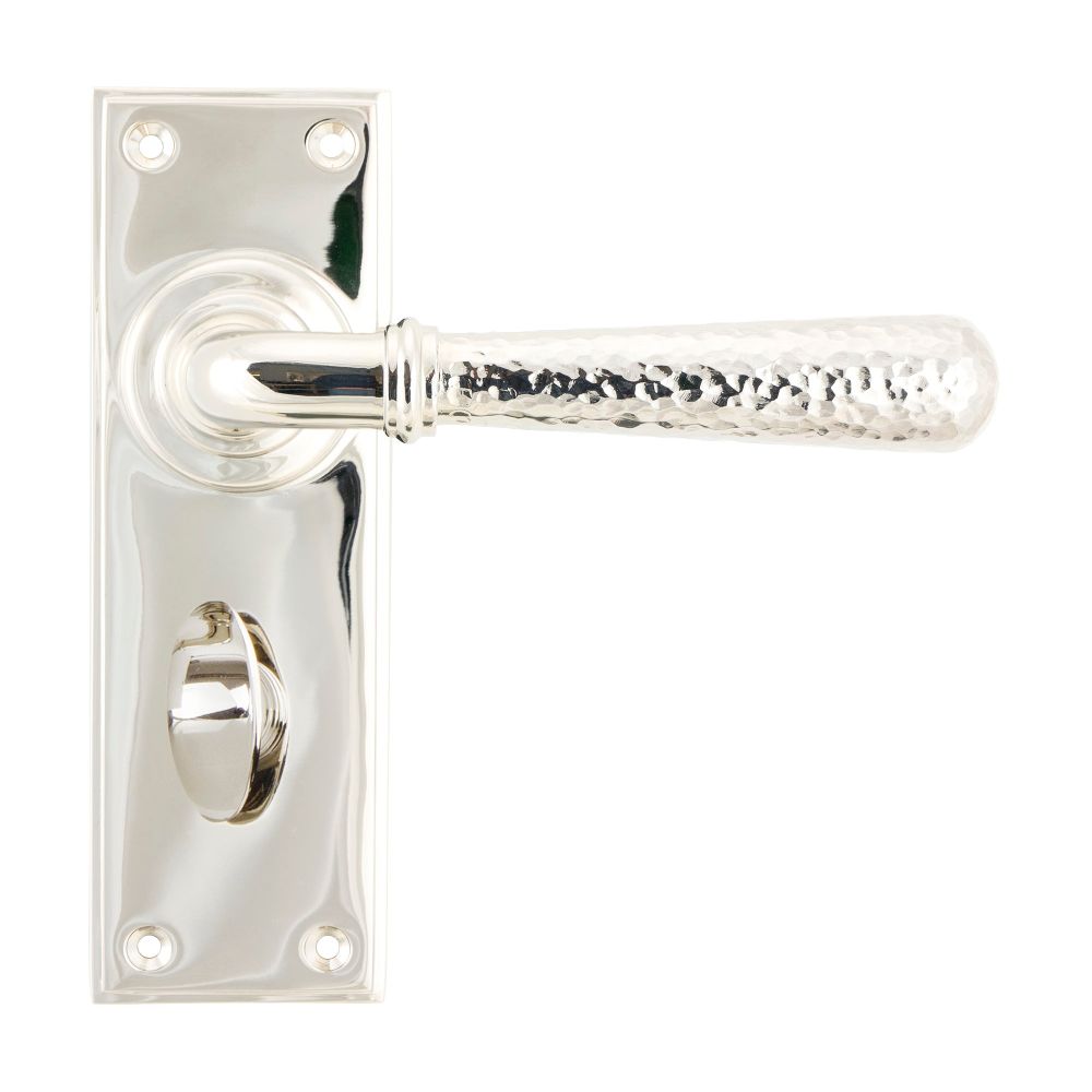 From The Anvil - Polished Nickel Hammered Newbury Lever Bathroom Set | Sku. 46219 | Trade Door Handles.