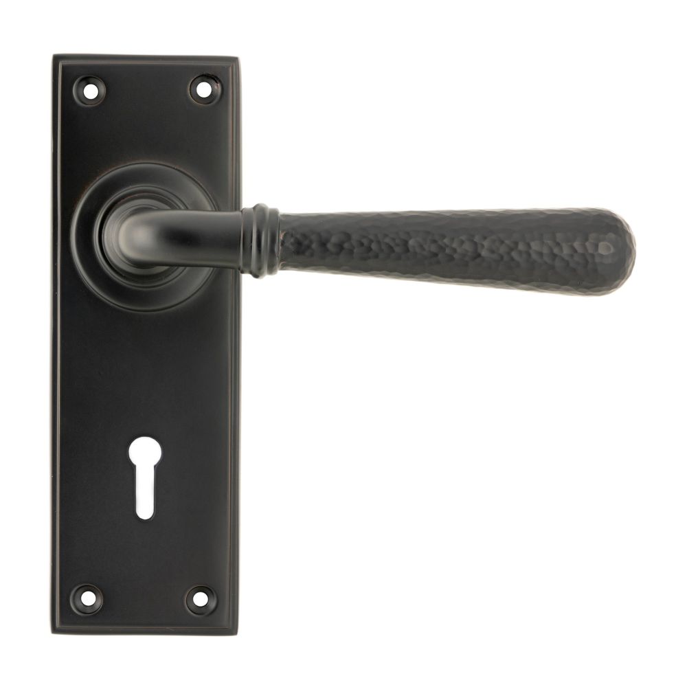 From The Anvil - Aged Bronze Hammered Newbury Lever Lock Set | Sku. 46221 | Trade Door Handles.