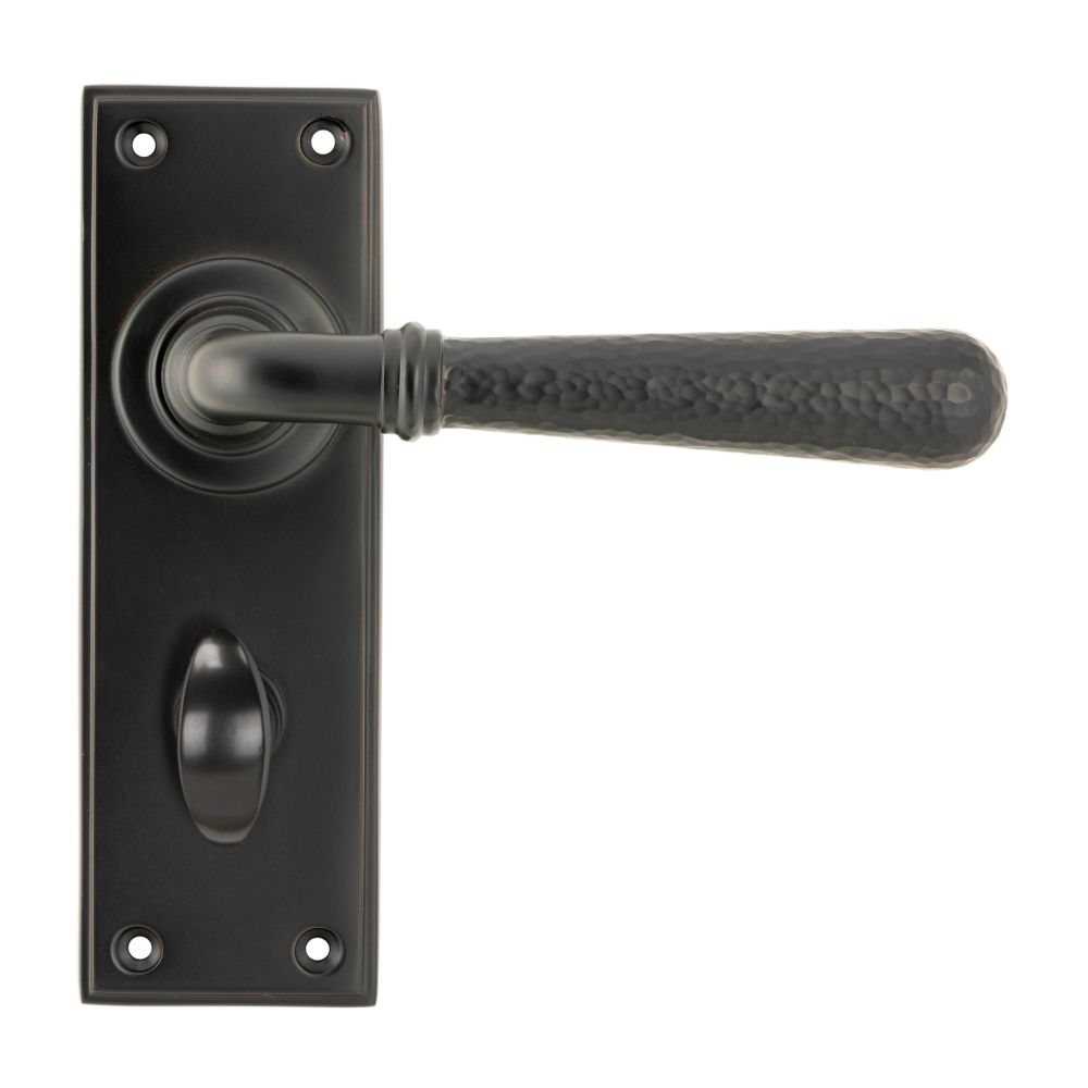 From The Anvil - Aged Bronze Hammered Newbury Lever Bathroom Set | Sku. 46223 | Trade Door Handles.