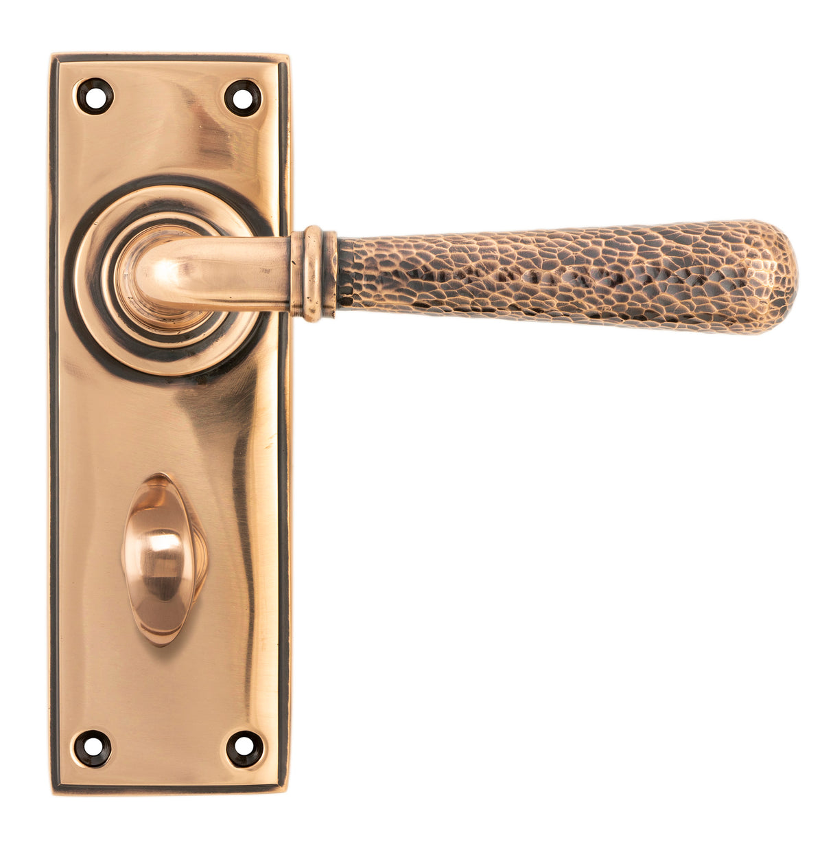 From The Anvil - Polished Bronze Hammered Newbury Lever Bathroom Set | Sku. 46227 | Trade Door Handles.