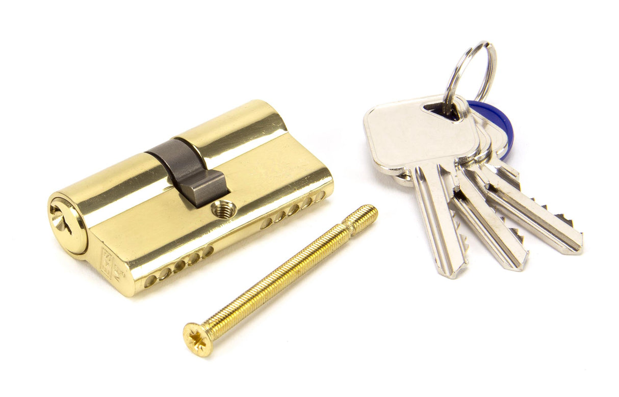 From The Anvil - Lacquered Brass 30/30 5pin Euro Cylinder KA | Sku. 46245 | Trade Door Handles.