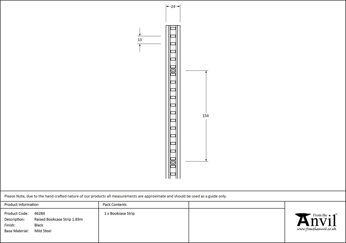 From The Anvil - Black Raised Bookcase Strip 1.83m | Sku. 46284 | Trade Door Handles.