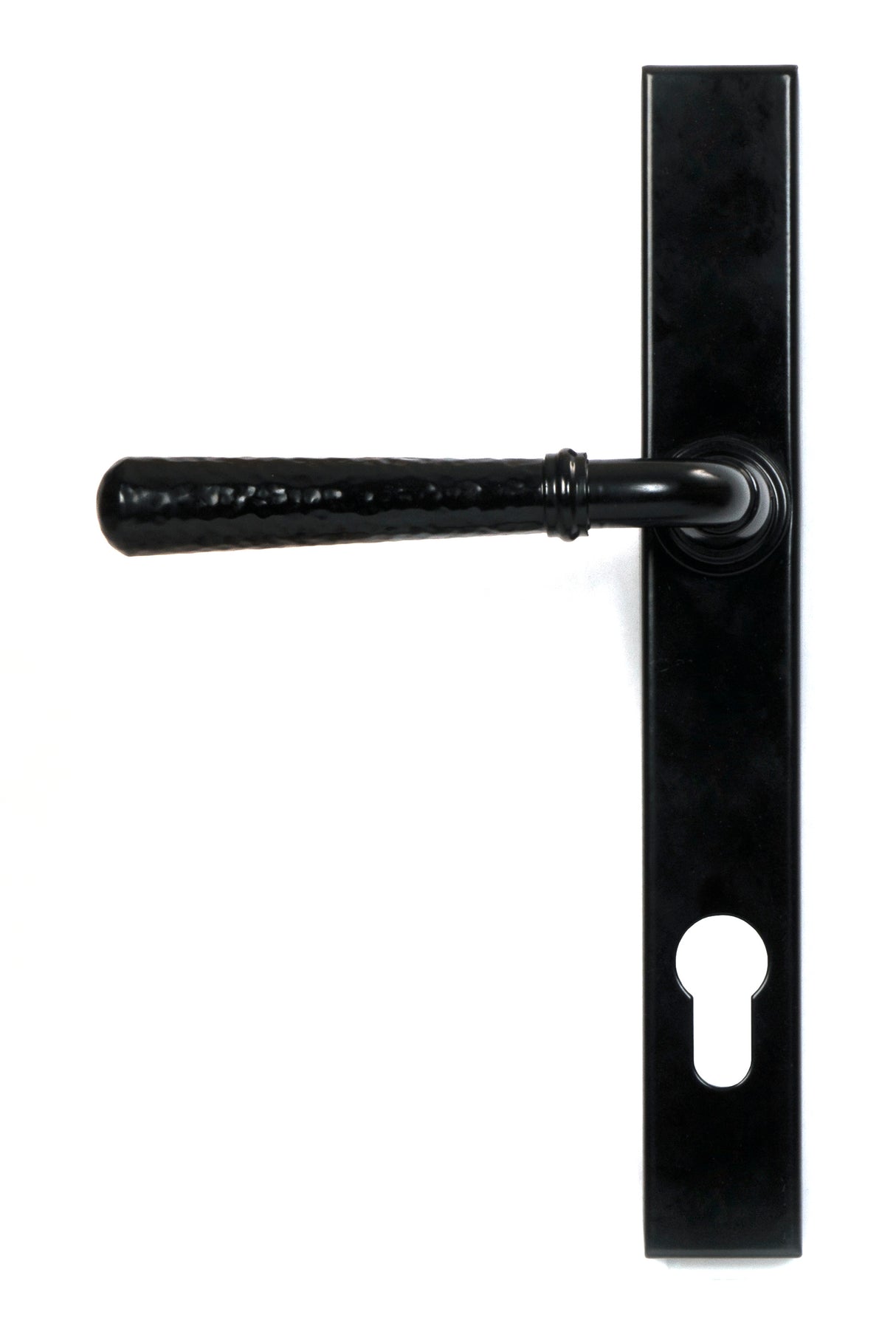 From The Anvil - Black Hammered Newbury Slimline Espag. Lock Set | Sku. 46387 | Trade Door Handles.