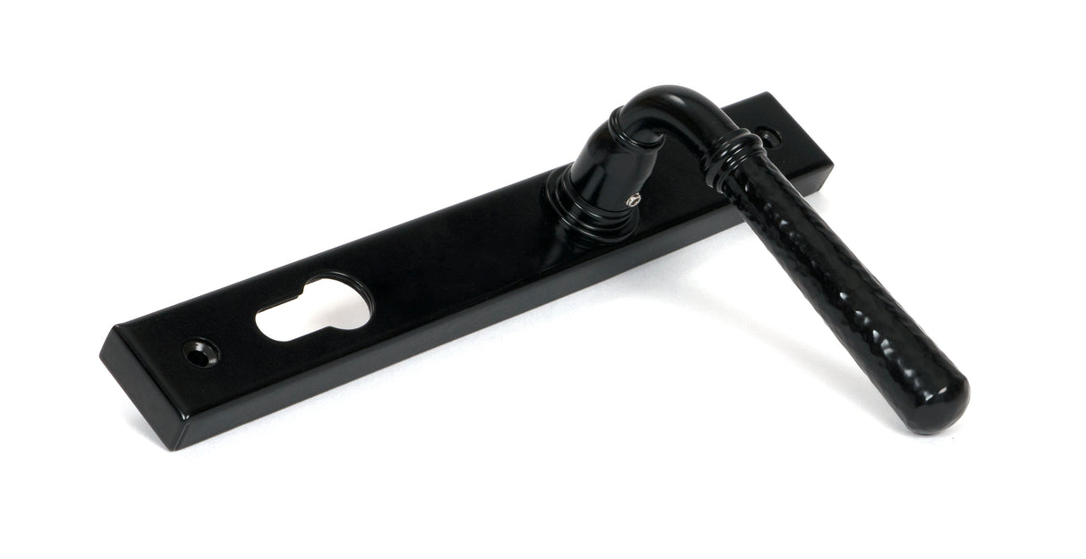 From The Anvil - Black Hammered Newbury Slimline Espag. Lock Set | Sku. 46387 | Trade Door Handles.