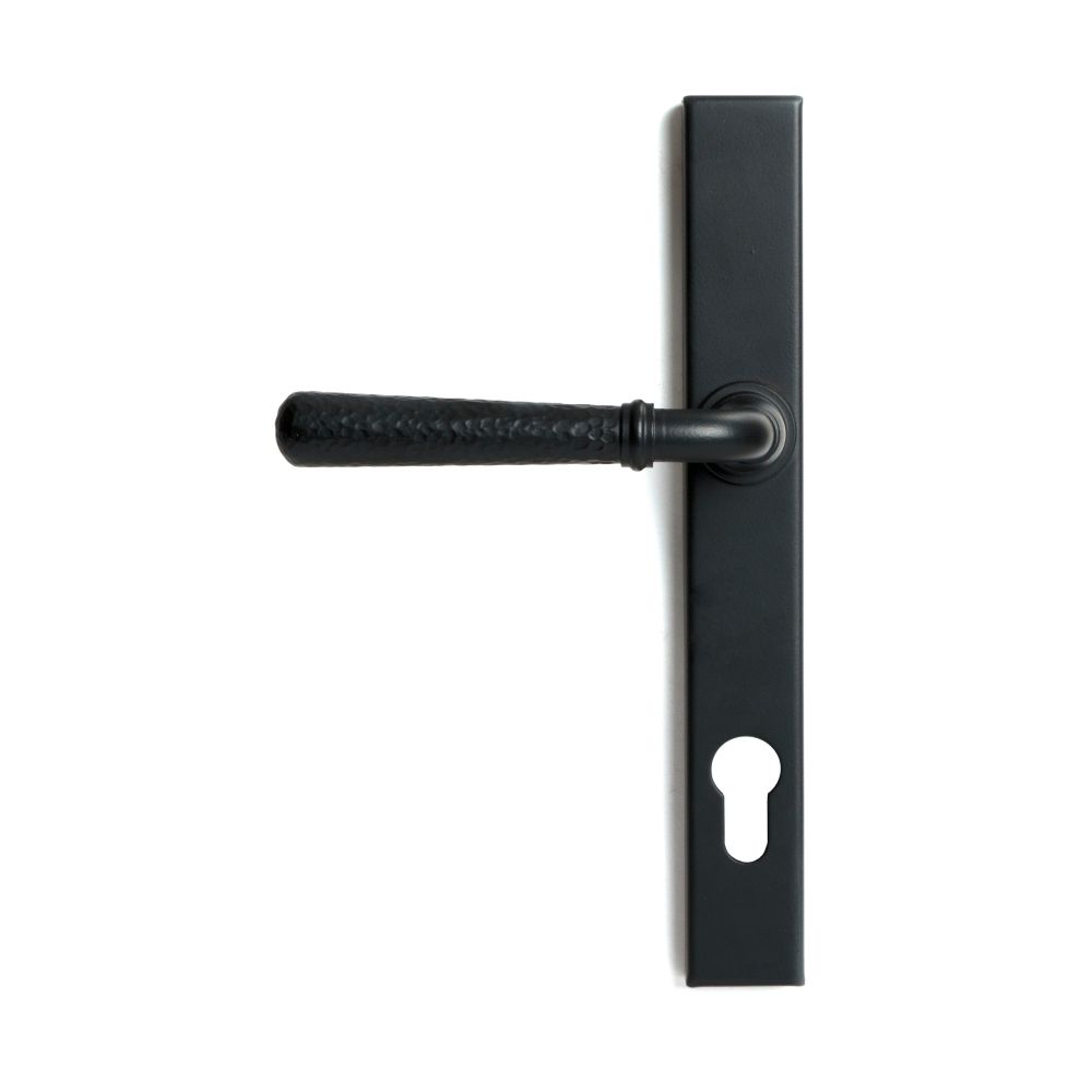 From The Anvil - Matt Black Hammered Newbury Slimline Espag. Lock Set | Sku. 46388 | Trade Door Handles.