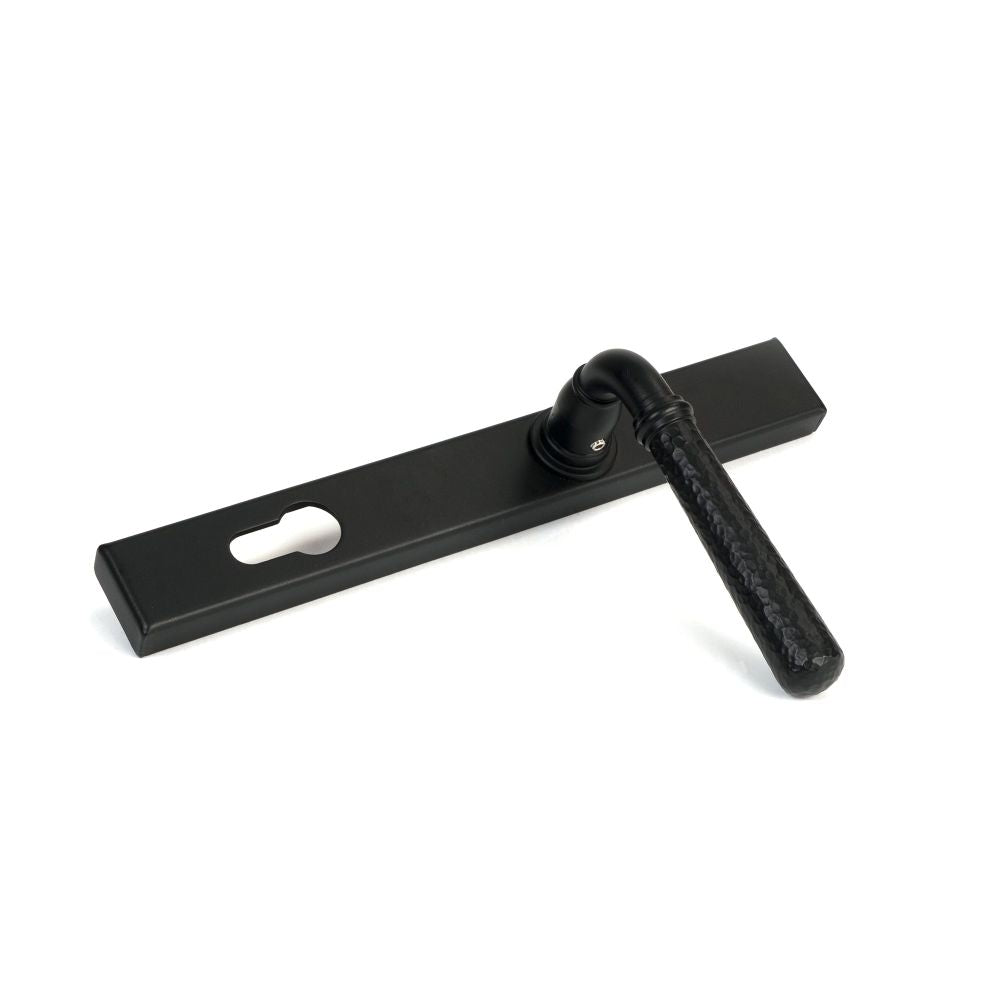 From The Anvil - Matt Black Hammered Newbury Slimline Espag. Lock Set | Sku. 46388 | Trade Door Handles.