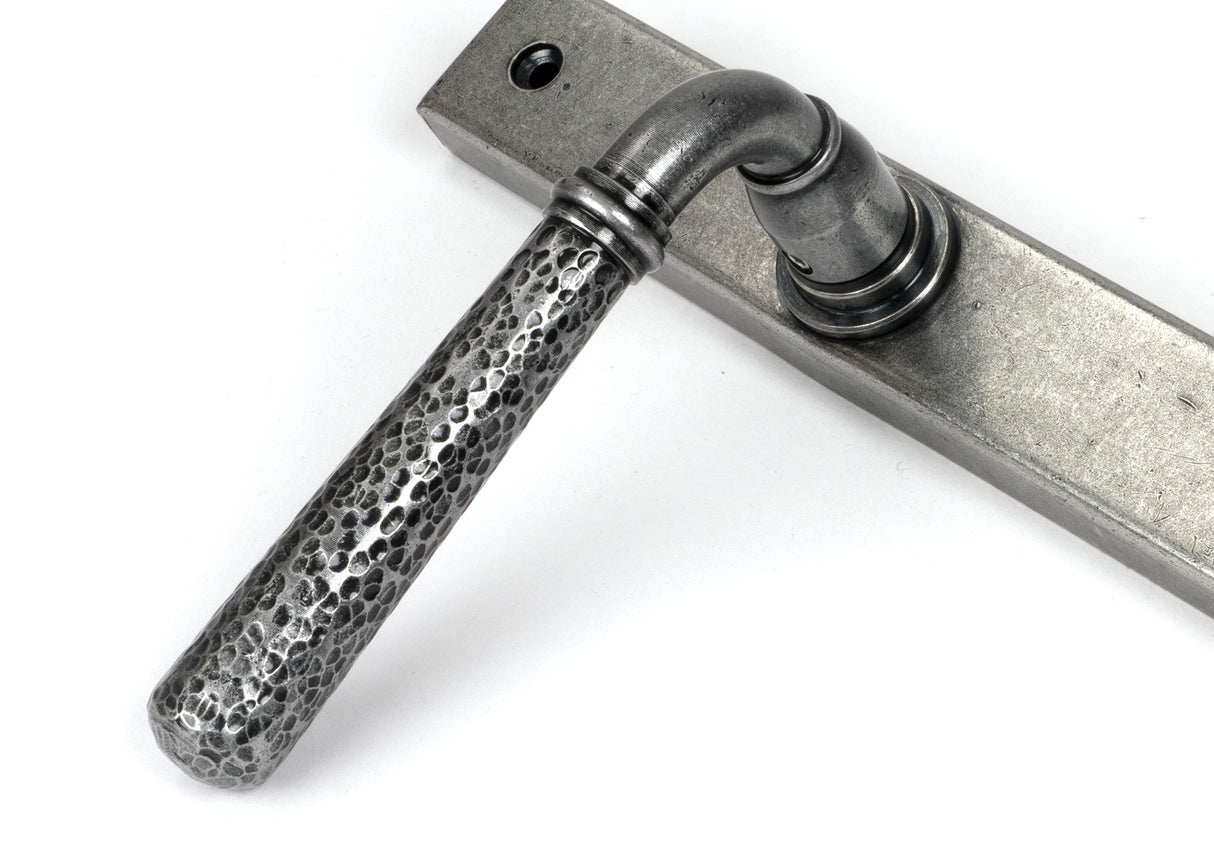 From The Anvil - Pewter Hammered Newbury Slimline Espag. Lock Set | Sku. 46389 | Trade Door Handles.