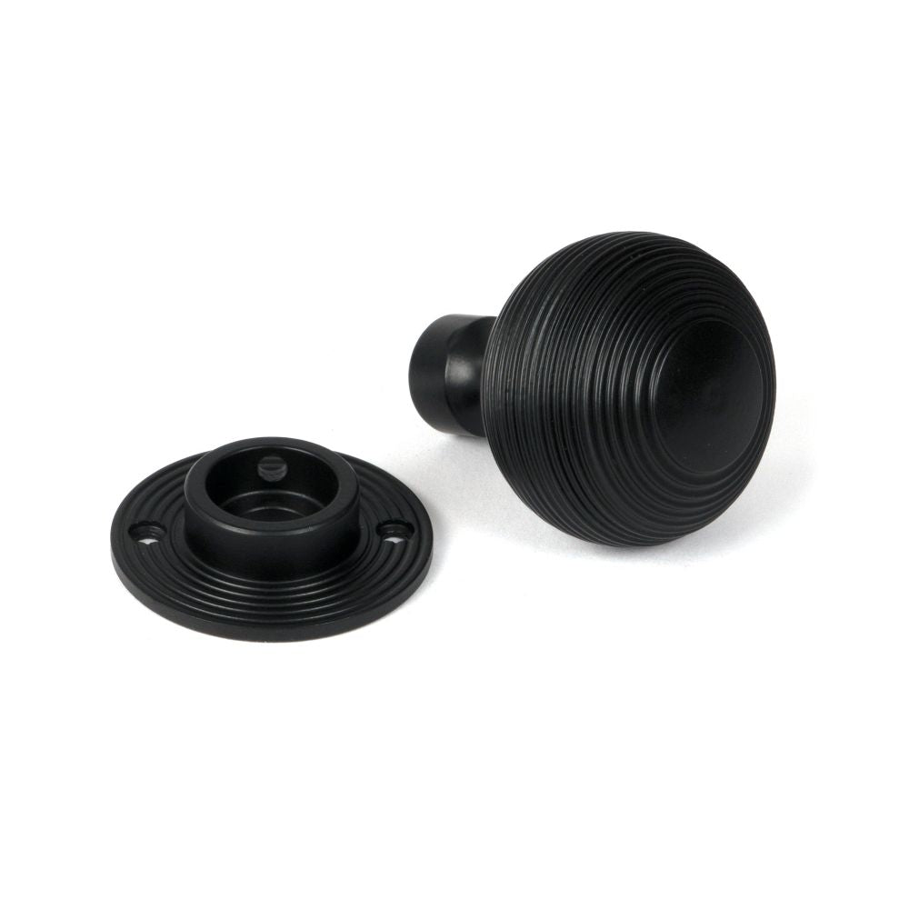 From The Anvil - Matt Black Heavy Beehive Mortice/Rim Knob Set | Sku. 46404 | Trade Door Handles.