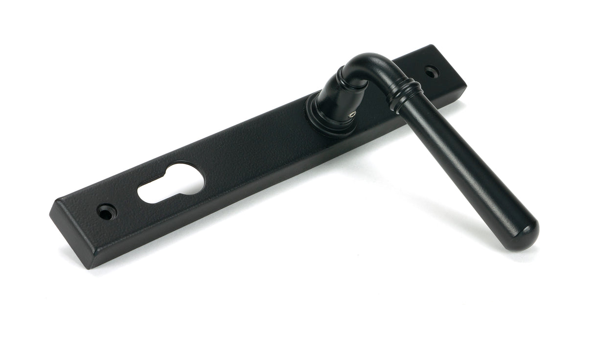 From The Anvil - Matt Black Newbury Slimline Lever Espag. Lock Set | Sku. 46413 | Trade Door Handles.