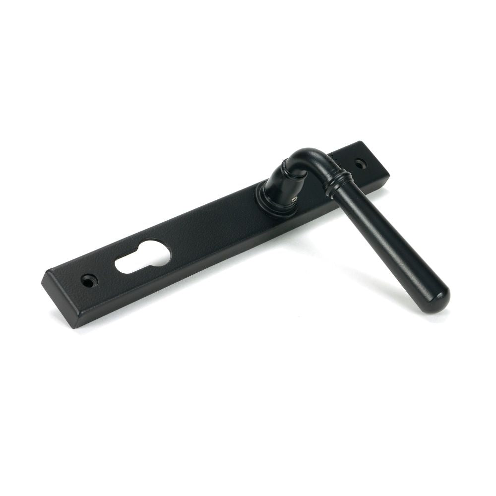From The Anvil - Matt Black Newbury Slimline Lever Espag. Lock Set | Sku. 46413 | Trade Door Handles.