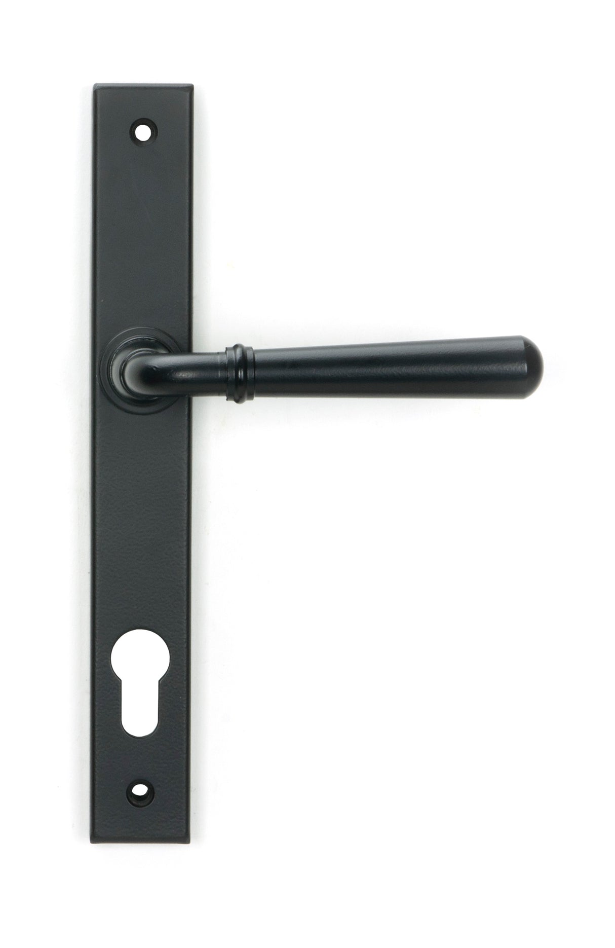 From The Anvil - Matt Black Newbury Slimline Lever Espag. Lock Set | Sku. 46413 | Trade Door Handles.
